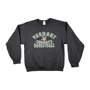 Jerzees Vermont Catamounts Basketball Sweatshirt Mens Medium Black Crewneck UVM